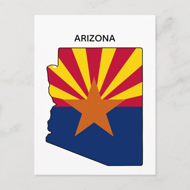 Cartão Postal Sinalizador do Estado do Mapa do Estado da arizona (Frente)