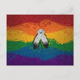 Cartão Postal Sinalizador do Orgulho Dois Espiritantes e Trocado