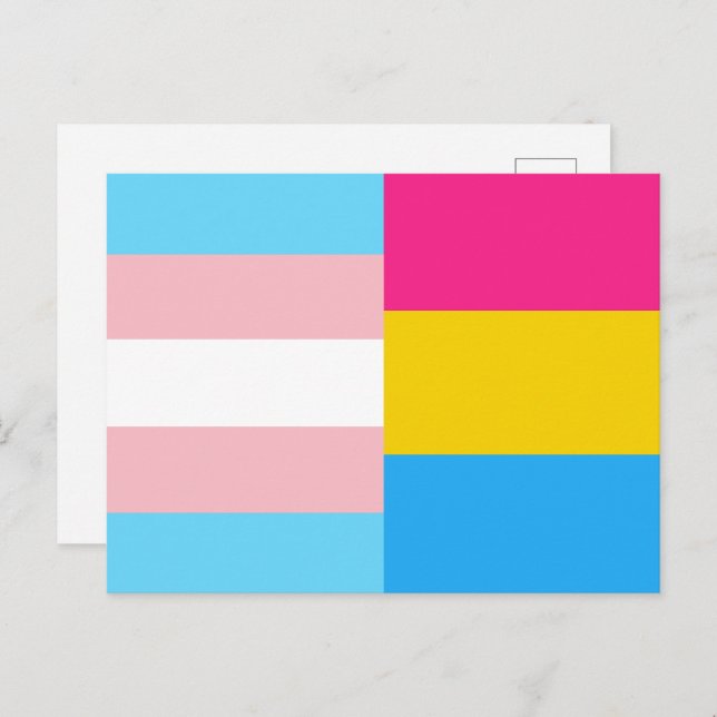 Cartão Postal Sinalizador do Orgulho Duplo Transgênero Pansexual (Frente/Verso)