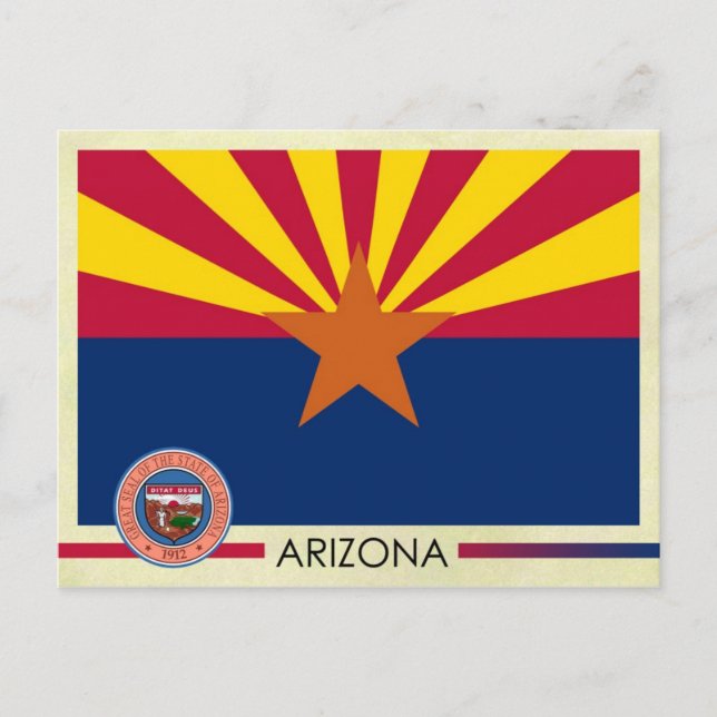 Cartão Postal Sinalizador e selo do Estado da arizona (Frente)