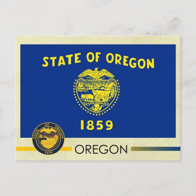 Cartão Postal Sinalizador e selo do Estado do Oregon (Frente)