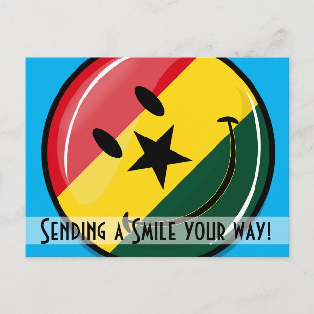 Cartão Postal Sinalizador Glossy Round Smiling Ghanian (Frente)