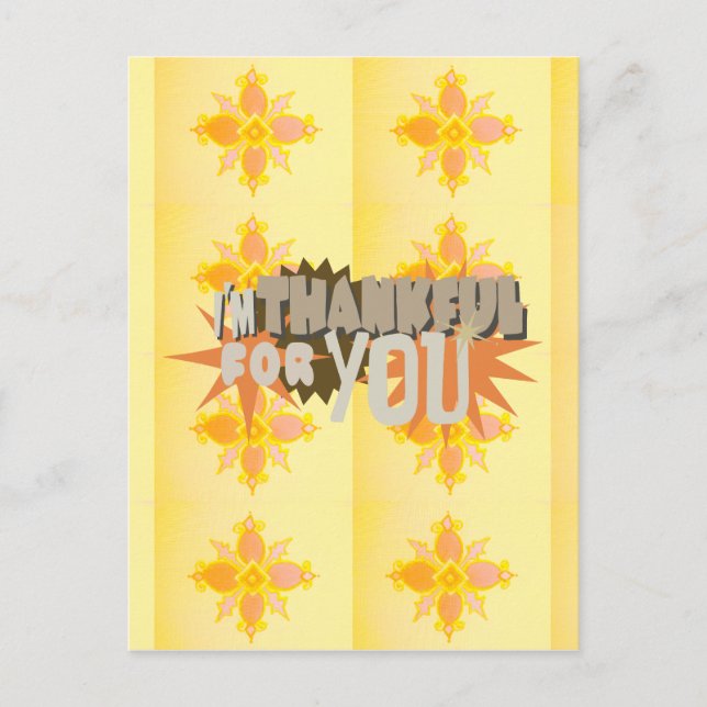 Cartão Postal Sinceramente gratidão: "Obrigado por ti" com amor, (Frente)