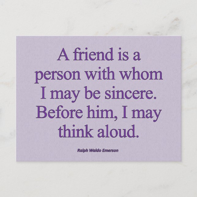 Cartão Postal Sinceridade de Amizade (Frente)