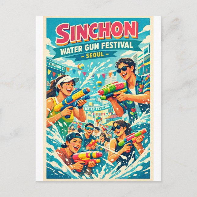 Cartão Postal Sinchon Water Gun Festival in Seoul Travel (Frente)