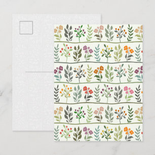 Cartão Postal Sinfonia Botânica Colorida Silhueta Floral