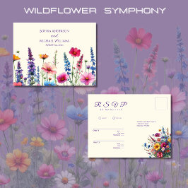 Cartão Postal Sinfonia de flor selvagem - RSVP-Casamento - Cartã