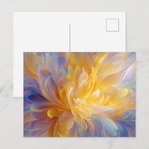 Cartão Postal Sinfonia Dourada de Pétalas Abstratas em Flor