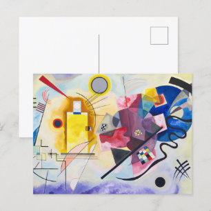 Cartão Postal Sinfonia emocional Kandinsky em vermelho, amarelo 