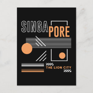 Cartão Postal Singapura A Cidade do Leão Design Geométrico Moder