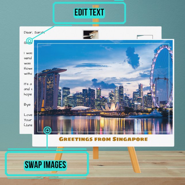 Cartão Postal Singapura Flyer & Marina Bay Sands Moderno (Please enjoy our postcard and see the others in the collection.)