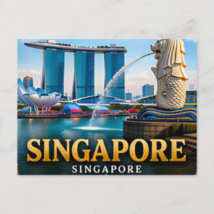 Cartão Postal Singapura Marina Bay e horizonte icônico