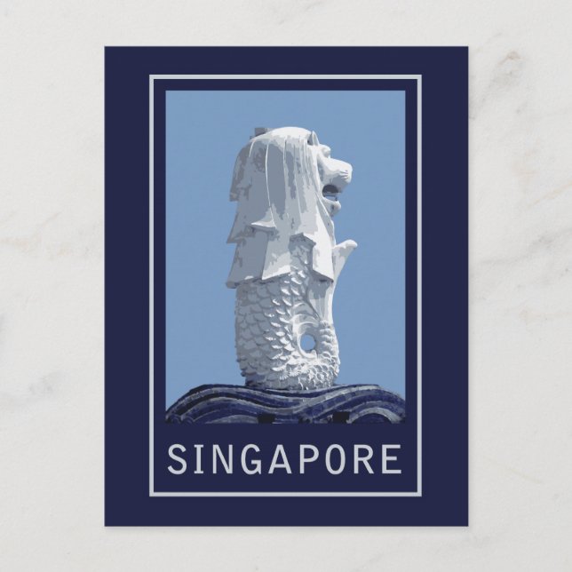Cartão Postal Singapura Merlion (Frente)