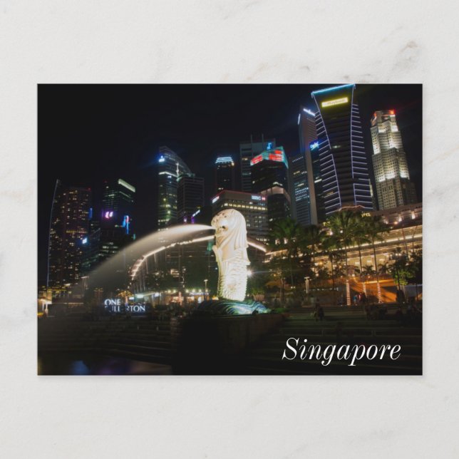 Cartão Postal Singapura Merlion em Skyline (Frente)