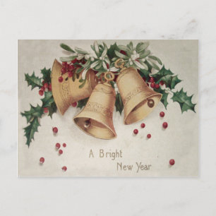 Cartão Postal Sino de Azevinho Bells Winterberry