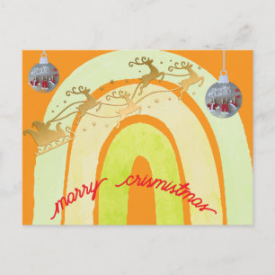 Cartão Postal Sino de Natal Macio Simples Divertido Fofo