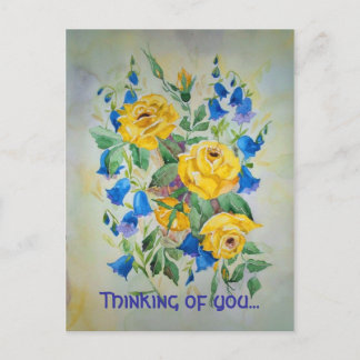 Cartão Postal Sinos azuis com o rosa, pensando de você…