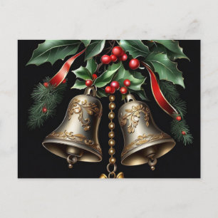 Cartão Postal Sinos de Natal vintage