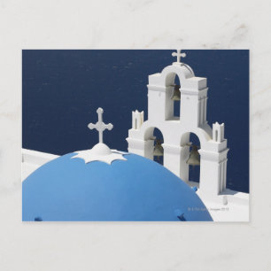 Cartão Postal Sinos e cruzes da igreja ao lado da cúpula na Gréc