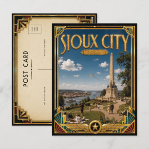 Cartão Postal Sioux City Iowa Arte Deco Vintage Era de Ouro