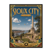 Sioux City Iowa Arte Deco Vintage Era de Ouro