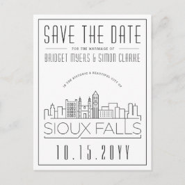 Cartão Postal Sioux Falls Casando Skyline Estilizado Salve a Dat