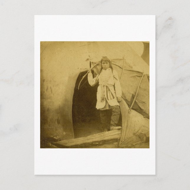Cartão Postal Sioux Hunter com Arco de Tee Pee (Frente)