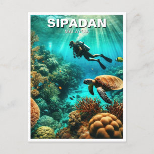 Cartão Postal Sipadan Malásia Scuba Diver
