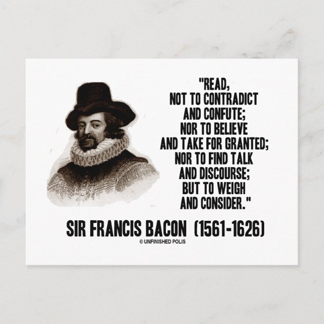 Cartão Postal Sir Francis Bacon Lê Para Pesar E Considerar Citaç (Frente)