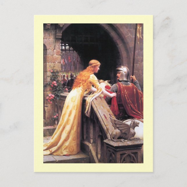 Cartão Postal Sir Lancelot e Guinevere nas Escadas (Frente)
