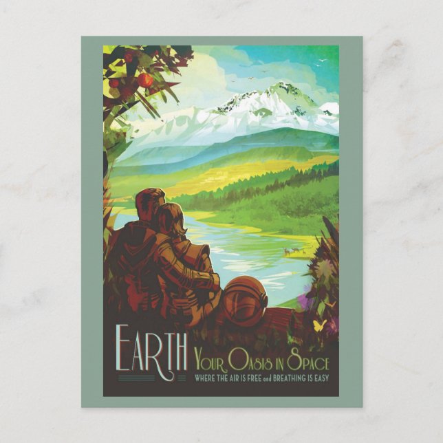 Cartão Postal Sistema Solar Espacial da Terra Planeta (Frente)