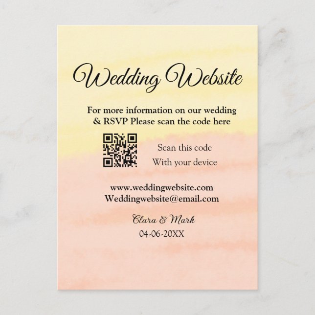 Cartão Postal site de casamento adicionar código Q R scan adicio (Frente)