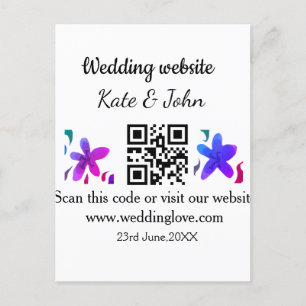 Cartão Postal Site de casamento mínimo simples Q R código adicio