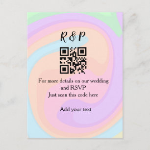 Cartão Postal site de casamento rsvp q r código adicionar nome t