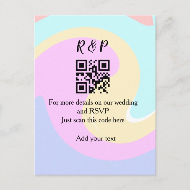 Cartão Postal site de casamento rsvp q r código adicionar nome t (Frente)