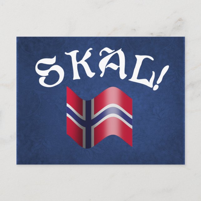 Cartão Postal Skal Norway Flag Norway Bebendo Toast (Frente)