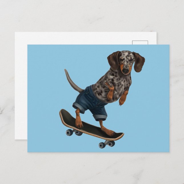 Cartão Postal Skate Dachshund (Frente/Verso)