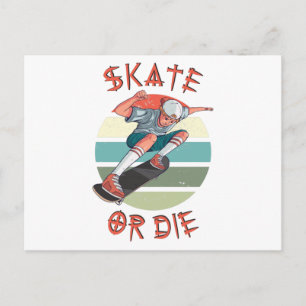 Cartão Postal Skate ou morra Skateboarder Boy