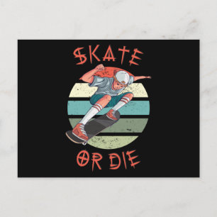 Cartão Postal Skate ou morra Skateboarder Boy