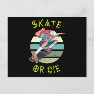 Cartão Postal Skate ou morra Skateboarder Boy