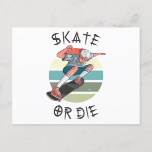 Cartão Postal Skate ou morrer Skateboarder Boy