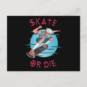 Cartão Postal Skate ou morrer Skateboarder Boy