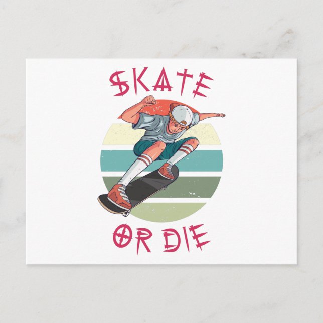 Cartão Postal Skate ou morrer Skateboarder Boy (Frente)