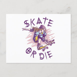 Cartão Postal Skate ou morrer Skateboarder Girl