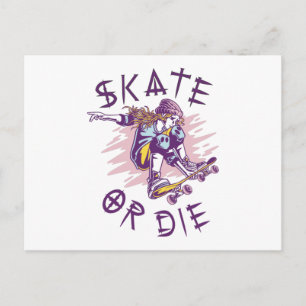 Cartão Postal Skate ou morrer Skateboarder Girl