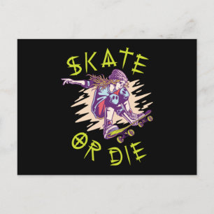 Cartão Postal Skate ou morrer Skateboarder Girl