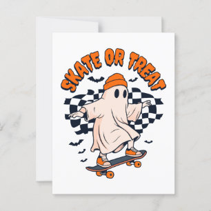 Cartão Postal Skate ou Tratar o Dia das Bruxas do Fantasma