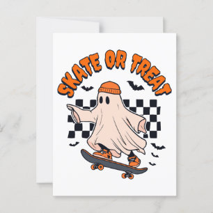 Cartão Postal Skate ou Tratar o Dia das Bruxas do Fantasma