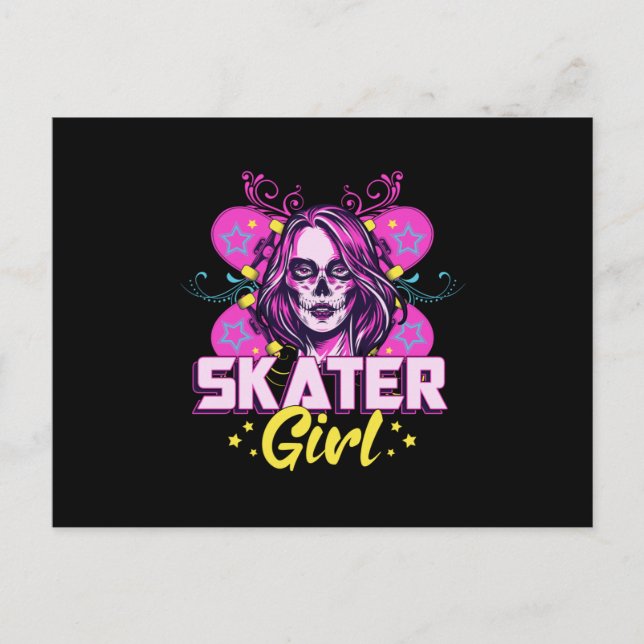 Cartão Postal Skater Girl Sk8 Skateboard Girls Skating Gift Idea (Frente)