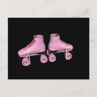 Cartão Postal Skates com cilindro rosa quente